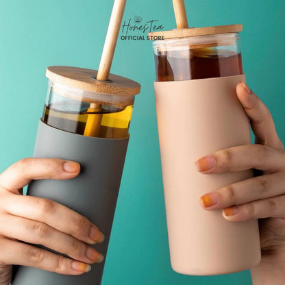 Matcha Glass with Silicone Sleeve & Bamboo Straw